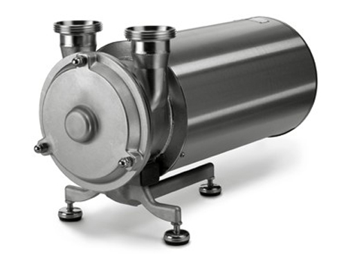 Minerva: selbstansaugende Edelstahl-Seitenkanalpumpe mit zwei Anschlussstutzen und angeflanschtem Motor