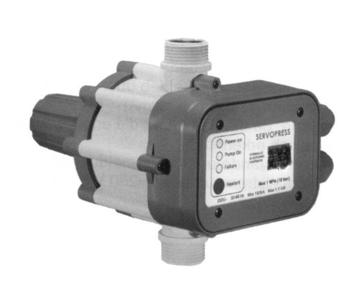 Servopress: elektronische Druckregelung mit Statusanzeige, Stecker und Kupplung